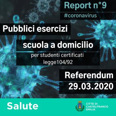 Report n°9 del 05/03/2020 - Coronavirus foto 
